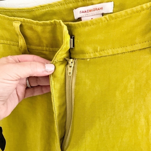 Isaac Mizrahi Trousers Pants Crop Linen Wide leg Green/Olive oil/lime Sz 8 - Picture 5 of 12